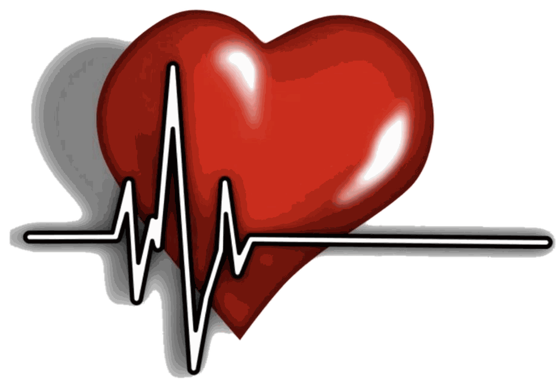 Red Heartbeat design artwork &mdash; a glossy red heart with a white heartbeat line running through it